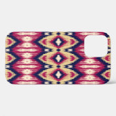 エスニック・ピンク・ブルー・イカットの山形模様T Case-Mate iPhoneケース (裏面 (横))