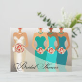 エスニック·ブライド·ブライダルシャワー|ティール(緑がかった色) 招待状 (スタンド正面)