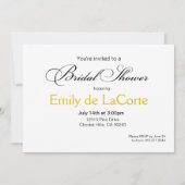 エスニック·ブライド·ブライダルシャワー|黄色 招待状 (裏面)