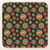 エスニック・ブルックスのシームレスなパターン スクエアペーパーコースター (正面)