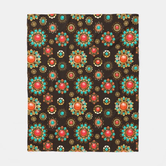 エスニック・ブルックスのシームレスなパターン フリースブランケット (正面)