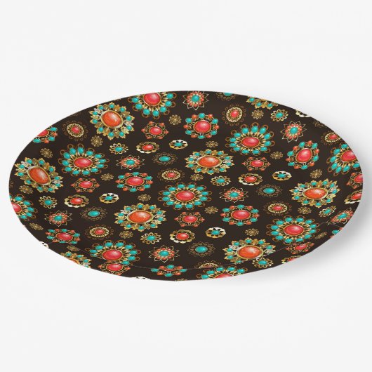 エスニック・ブルックスのシームレスなパターン ペーパープレート (アングル)