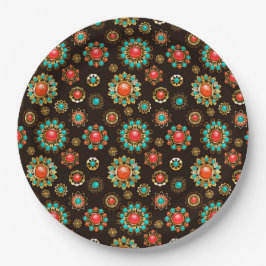 エスニック・ブルックスのシームレスなパターン ペーパープレート
