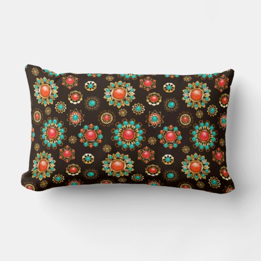 エスニック・ブルックスのシームレスなパターン ランバークッション (正面)