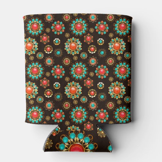 エスニック・ブルックスのシームレスなパターン 缶クーラー (裏面)