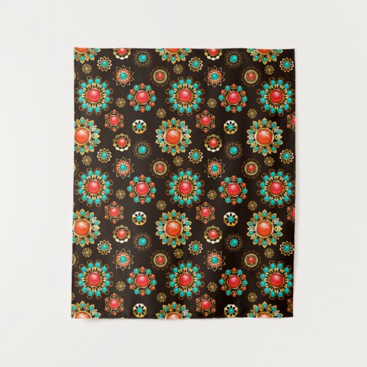 エスニック·ブローチの継ぎ目のない模様 タペストリー (正面)