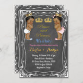 エスニック・プリンスまたはプリンセス・ツイン・ベビー・シャワー 招待状 (正面/裏面)