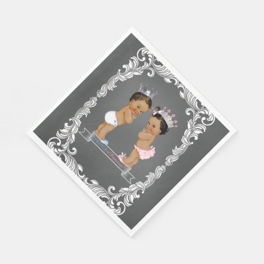 エスニック・プリンスプリンセスジェンダーが赤ちゃんシャワーを明かす スタンダードランチョンナプキン (角)