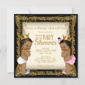 エスニック・プリンスプリンセスジェンダーが赤ちゃんシャワーを明かす 招待状 (裏面)