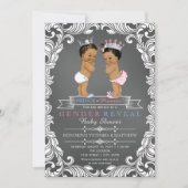 エスニック・プリンスプリンセスジェンダーが赤ちゃんシャワーを明かす 招待状 (正面)