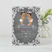 エスニック・プリンスプリンセスジェンダーが赤ちゃんシャワーを明かす 招待状 (スタンド正面)