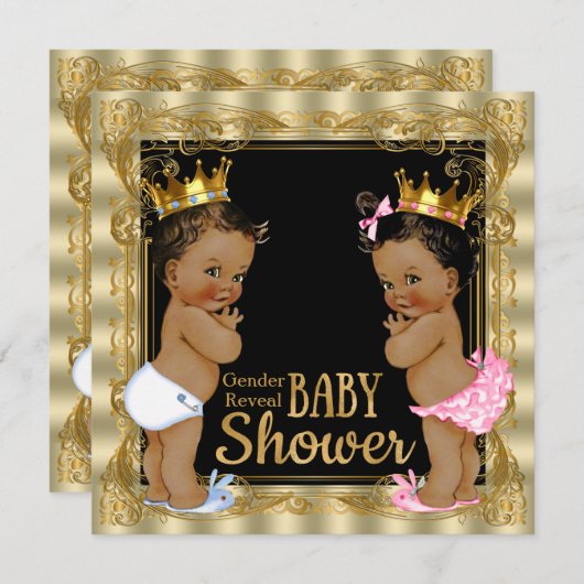 エスニック・プリンスプリンセスジェンダーが赤ちゃんシャワーを明かす 招待状