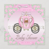 エスニック ベイビー プリンセス コーチ ピンク ローズ ベイビー シャワー 招待状 (正面/裏面)