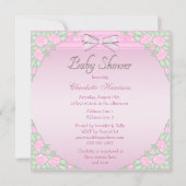 エスニック ベイビー プリンセス コーチ ピンク ローズ ベイビー シャワー 招待状 (裏面)