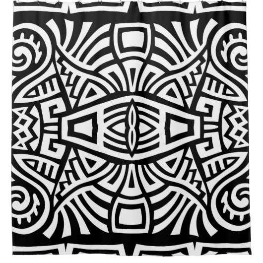エスニック・ボホ:ヴィンテージトレンディー シャワーカーテン (正面)