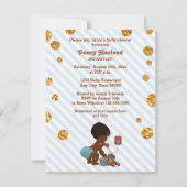 エスニック·ボーイ·オン·フォン·ストライプ金ゴールド·ドット·ベビー·シャワー 招待状 (裏面)