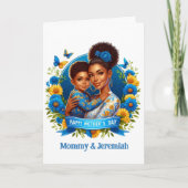 エスニック・マム&ソンブルー/イエローハッピーマザーズデー カード (正面)