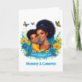 エスニック・マム&ソンブルー/イエローハッピーマザーズデー カード (正面)