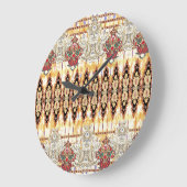 エスニック・ムガル:フローラ・デジタル・パターン ラージ壁時計 (傾斜)