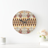 エスニック・ムガル:フローラ・デジタル・パターン ラージ壁時計 (ホーム)