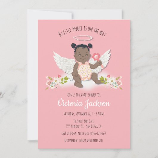エスニック・リトル・エンジェル・ベビーシャワー招待状 招待状 (正面)