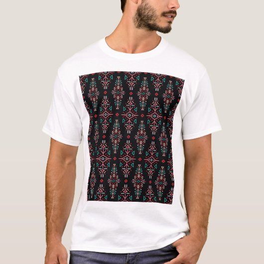 エスニックBohoタイル:ヴィンテージシームレスパターン Tシャツ (正面)