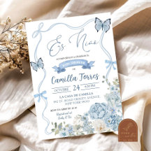 エスニーニャ メキシカン フラワー ブルー リボン ベビーシャワー