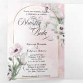 エスパニョルイングリッシュフローレスロザスピンクの花 三つ折り招待状 (内部最初)