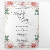 エスパニョルイングリッシュペオニアスロザスピンクペオニー 三つ折り招待状 (内部最初)