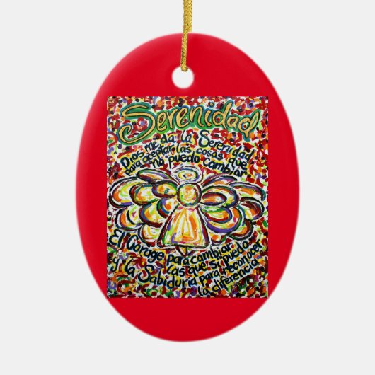 エスパニョルセレニティ祈りの言葉エンジェルオーナメントペンダント セラミックオーナメント (正面)
