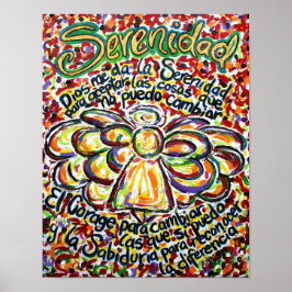 エスパニョールセレニティ祈りの言葉エンジェルアートプリントポスター ポスター