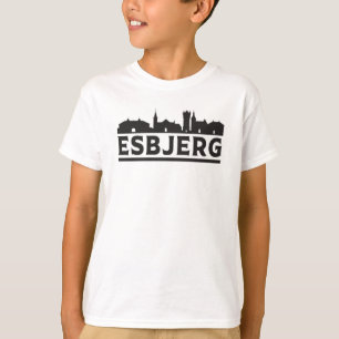 エスビジェルデンマークシティスカイラインシティスケープ旅行ギフト Tシャツ