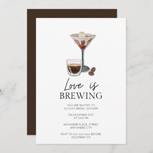 エスプレスエレガントソマルティーニブライダルシャワー 招待状 (正面/裏面)