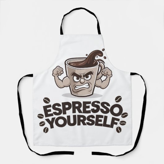 エスプレッソあなたおもしろい – コーヒー恋人デザイン エプロン (正面)
