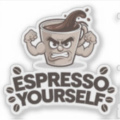 エスプレッソあなたおもしろい – コーヒー恋人デザイン シール (正面)