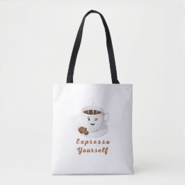 エスプレッソで自分を表現しよう - 笑顔のコーヒーTシャツ トートバッグ