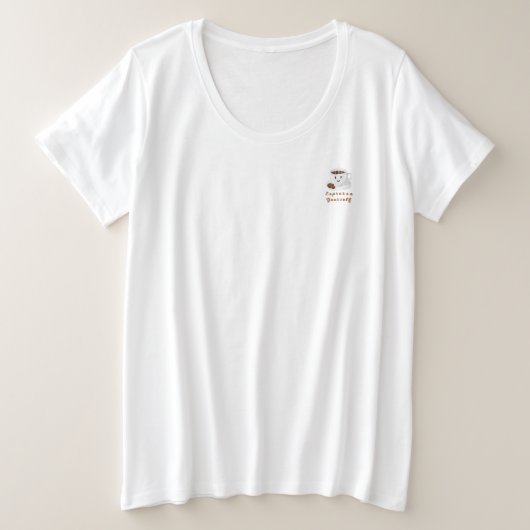 エスプレッソで自分を表現しよう – 笑顔のコーヒーTシャツ プラスサイズTシャツ (デザイン正面)