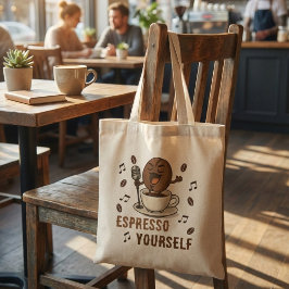 エスプレッソで自分を表現 Funny Coffee Bean Pun トートバッグ
