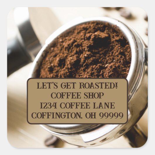 エスプレッソのショット醸造準備差出人住所 スクエアシール (正面)