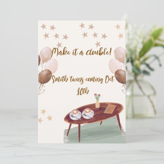 エスプレッソをテーマにした双子の妊娠の発表 シーズンカード (スタンド正面)