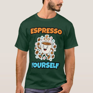 エスプレッソを楽しむダンスコーヒーカップ 森のTシャツ Tシャツ