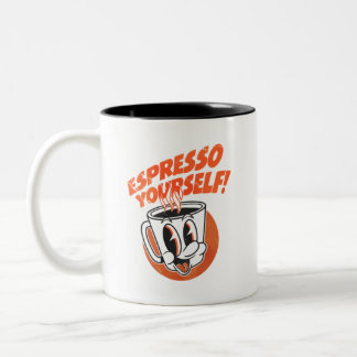 エスプレッソを楽しむ コーヒー好き グラフィックTシャツ ツートーンマグカップ