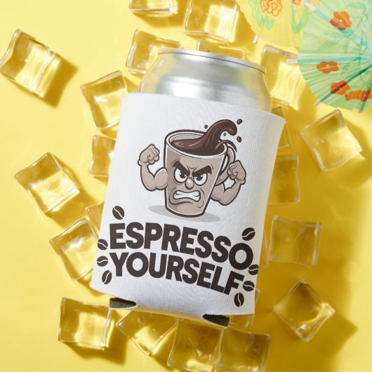 エスプレッソを語る - おもしろコーヒー愛好家デザイン 缶クーラー (インサイチュ 夏)