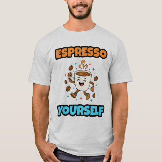 エスプレッソを踊らせて コーヒーカップ アッシュTシャツ Tシャツ