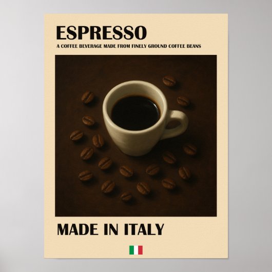 エスプレッソイタリアンコーヒーバーキッチンウォールアート ポスター (正面)