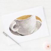 エスプレッソカップとソーサー 楕円形シール (封筒)