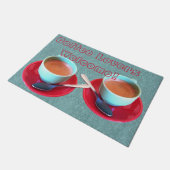 エスプレッソカラフルカップソーサー写真テンプレート ドアマット (アングル)