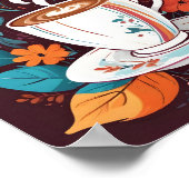 エスプレッソコーヒーカップのウォールアート離れカラフル ポスター (角)