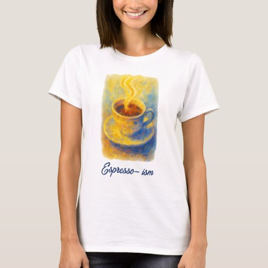 エスプレッソコーヒーカップの印象派の絵画 Tシャツ (正面)