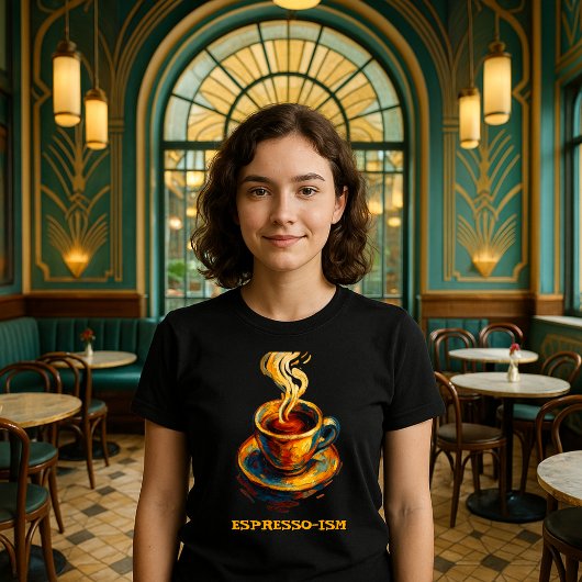 エスプレッソコーヒーカップの表現主義絵画 Tシャツ